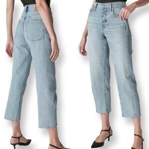 Lucky Brand Jeans Womens 4/27 90s Loose High Rise Crop Button Fly Blue Denim‎